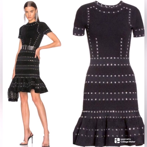 Alexander McQueen Dresses & Skirts - Alexander McQueen Black Eyelet Mini Dress